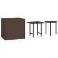 Tables d'appoint 3 pcs marron résine tressée