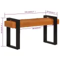 Banc Noir et marron 110 cm Cuir de chèvre véritable