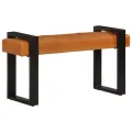 Banc Noir et marron 110 cm Cuir de chèvre véritable