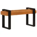 Banc Noir et marron 110 cm Cuir de chèvre véritable
