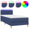 cadre de lit avec matelas et LED Bleu 80x200cm Tissu