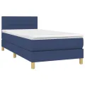 cadre de lit avec matelas et LED Bleu 80x200cm Tissu