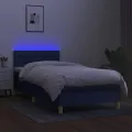 cadre de lit avec matelas et LED Bleu 80x200cm Tissu
