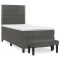 cadre de lit et matelas Gris foncé 80x200 cm Velours