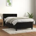 cadre de lit et matelas Noir 80x200 cm Velours