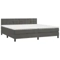 cadre de lit et matelas Gris foncé 200x200cm Velours
