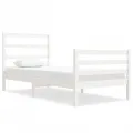 Cadre de lit Blanc Bois de pin massif 75x190 cm Petit simple