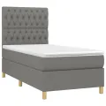 cadre de lit et matelas Gris foncé 90x190 cm Tissu