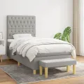 cadre de lit avec matelas Gris clair 90x200 cm Tissu