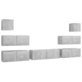 Ensemble de meuble TV 7 pcs Gris béton Aggloméré