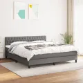 cadre de lit avec matelas Gris foncé 180x200cm Tissu