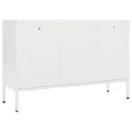 Buffet Blanc 105x35x70 cm Acier et verre trempé