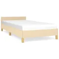 Cadre de lit avec tête de lit Crème 100x200 cm Tissu