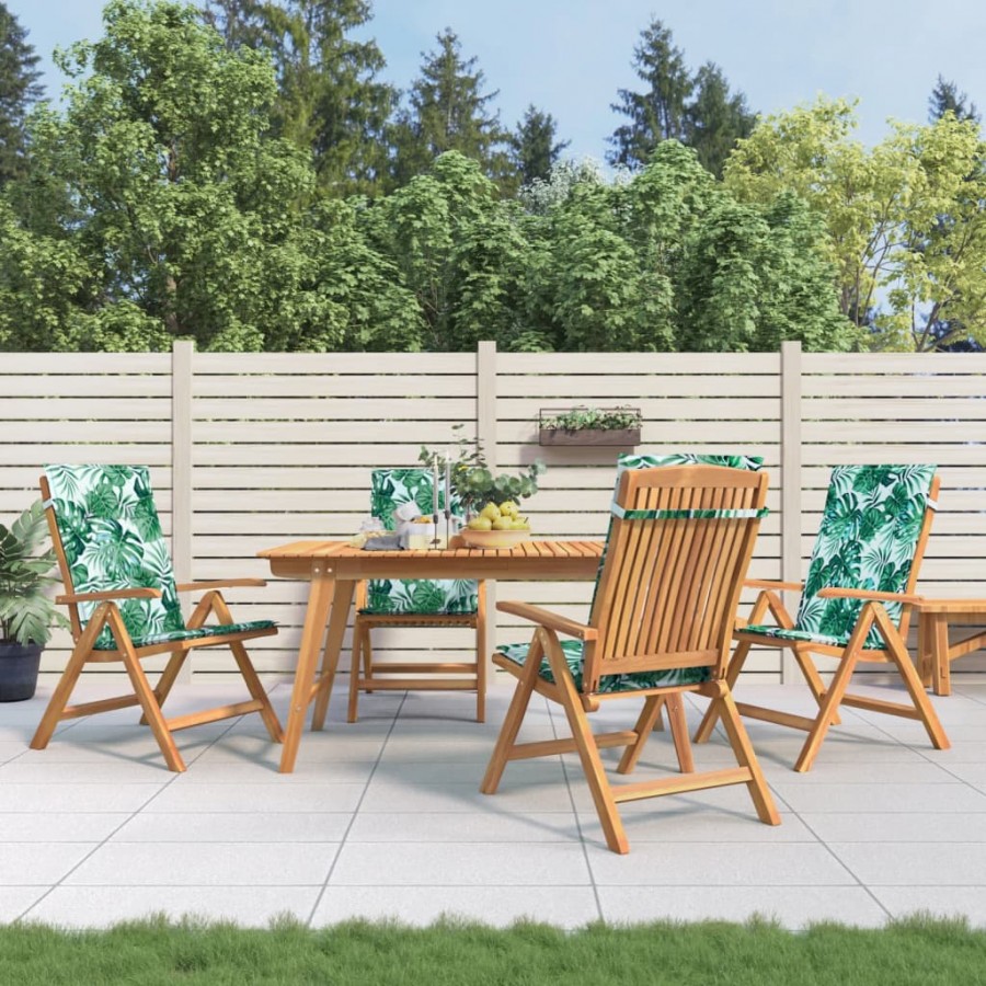 Chaises de jardin inclinables 4pcs et coussins bois massif teck