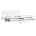 Cadre de lit avec tête de lit blanc 200x200 cm bois massif