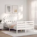 Cadre de lit avec tête de lit blanc 120x200 cm bois massif