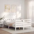 Cadre de lit avec tête de lit blanc 120x200 cm bois massif
