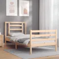 Cadre de lit avec tête de lit 90x200 cm bois massif
