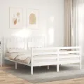 Cadre de lit avec tête de lit blanc 160x200 cm bois massif