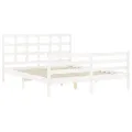 Cadre de lit avec tête de lit blanc King Size bois massif