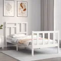 Cadre de lit avec tête de lit blanc 90x200 cm bois massif