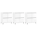 Buffets 3 pcs blanc brillant bois d'ingénierie
