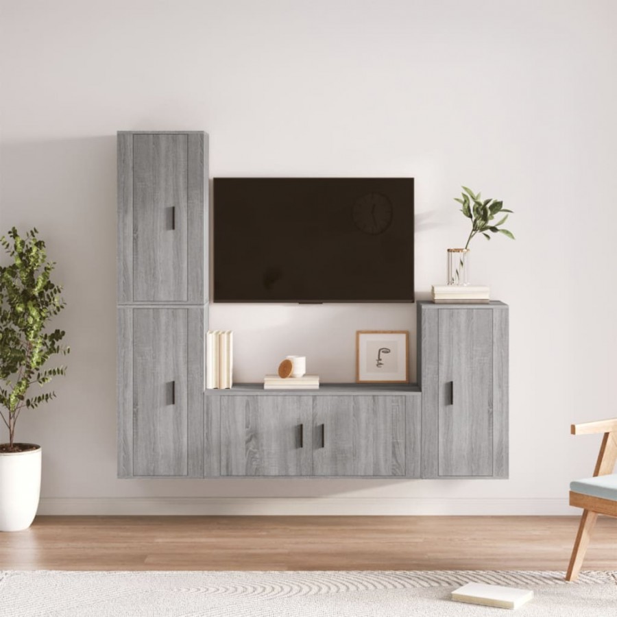 Ensemble de meubles TV 4 pcs Sonoma gris Bois d'ingénierie