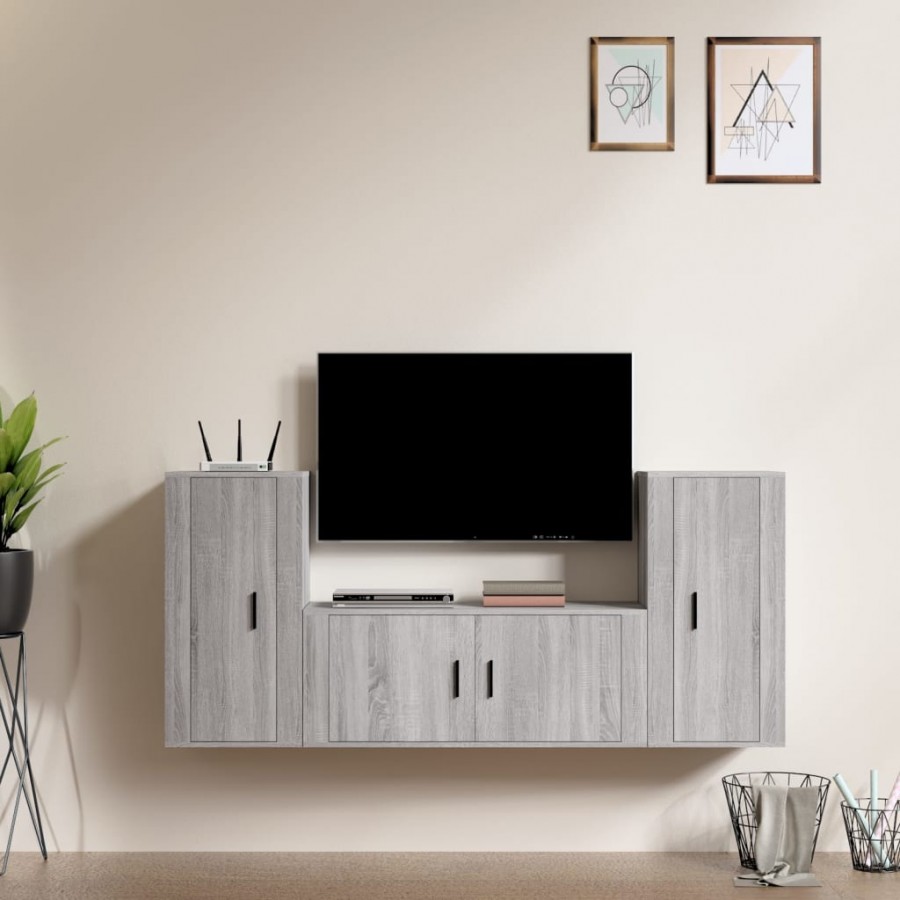 Ensemble de meubles TV 3 pcs Sonoma gris Bois d'ingénierie