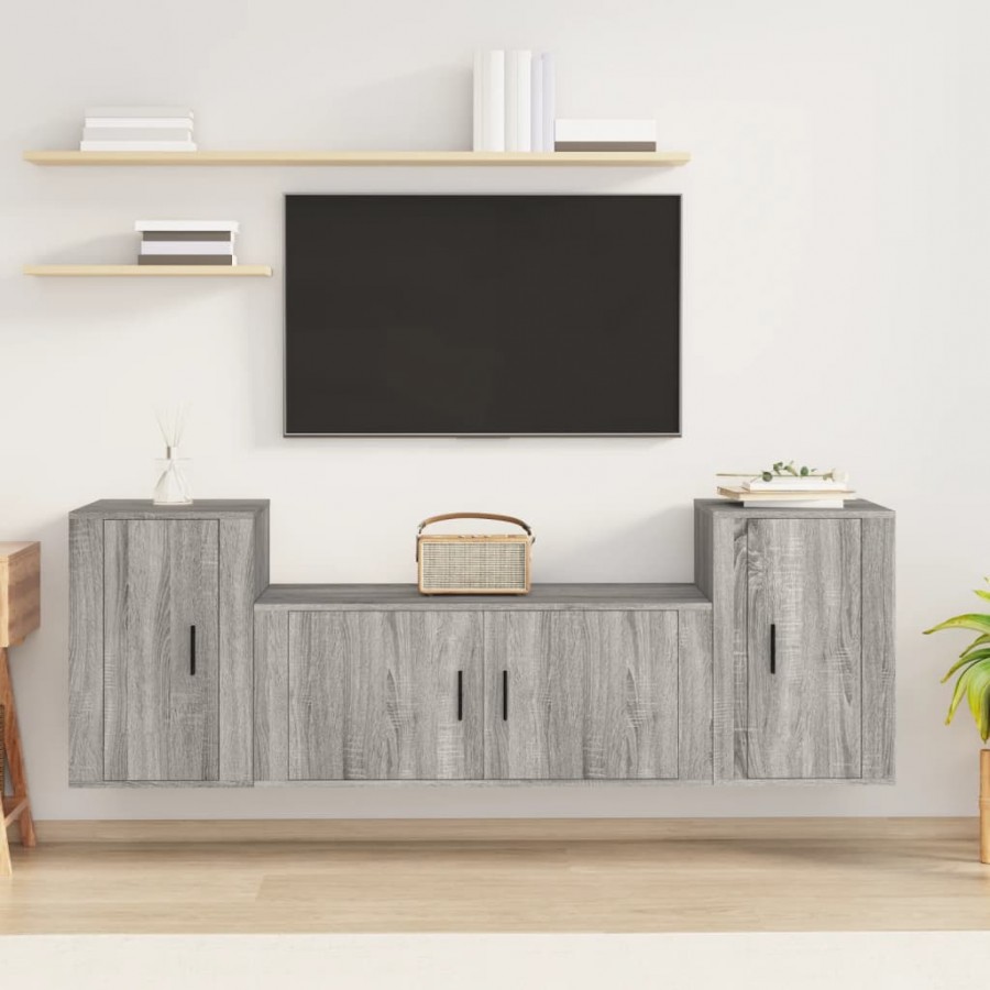 Ensemble de meubles TV 3 pcs Sonoma gris Bois d'ingénierie