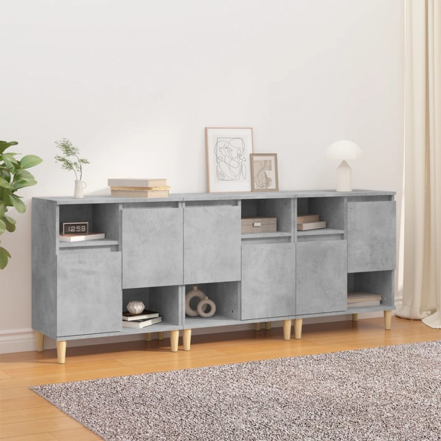 Buffets 3 pcs gris béton 60x35x70 cm bois d'ingénierie