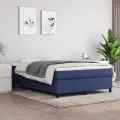 cadre de lit avec matelas Bleu 140x200 cm Tissu