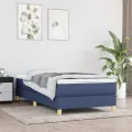 cadre de lit avec matelas Bleu 80x200 cm Tissu