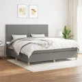 cadre de lit avec matelas Gris foncé 200x200cm Tissu