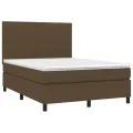 cadre de lit avec matelas Marron foncé 140x190 cm