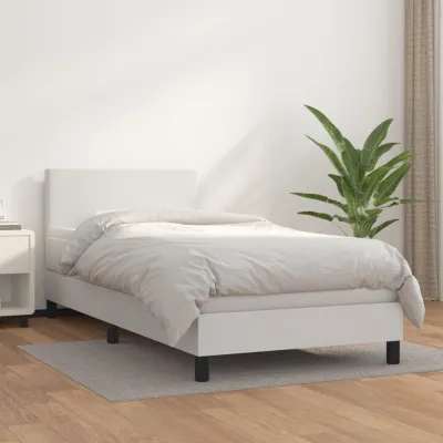 cadre de lit avec matelas Blanc 100x200cm Similicuir