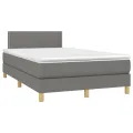 cadre de lit avec matelas Gris foncé 120x200cm Tissu