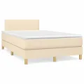 cadre de lit avec matelas Crème 120x200 cm Tissu