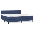 cadre de lit avec matelas Bleu 200x200 cm Tissu
