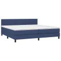 cadre de lit avec matelas Bleu 200x200 cm Tissu