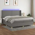 cadre de lit matelas LED Gris foncé 200x200 cm Tissu