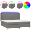cadre de lit matelas LED Gris foncé 200x200 cm Tissu