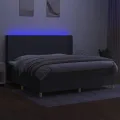 cadre de lit matelas LED Gris foncé 200x200 cm Tissu