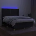 cadre de lit matelas et LED Noir 140x190 cm Tissu
