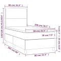cadre de lit avec matelas LED Noir 80x200 cm Velours