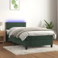 cadre de lit avec matelas et LED Vert foncé 90x200cm