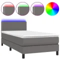 cadre de lit et matelas LED Gris 80x200cm Similicuir
