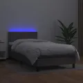 cadre de lit et matelas LED Gris 80x200cm Similicuir
