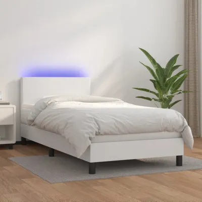 cadre de lit et matelas et LED Blanc 100x200 cm