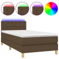cadre de lit et matelas et LED Marron foncé 90x200cm