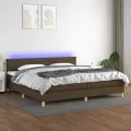 cadre de lit matelas et LED Marron foncé 200x200 cm